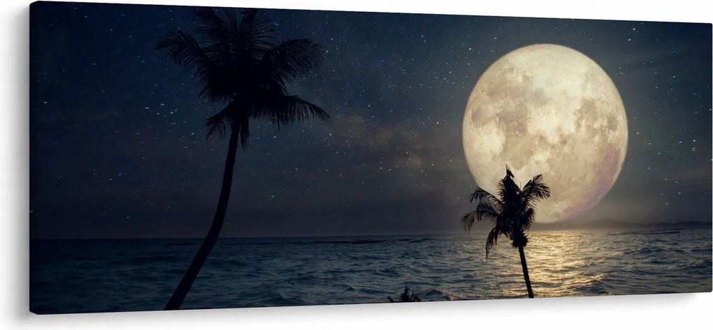Tablou - Plajă cu lună plină (120x50 cm)
