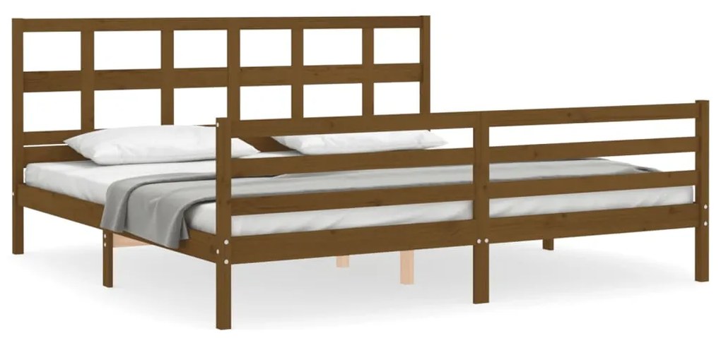 3194854 vidaXL Cadru pat cu tăblie, maro miere, 200x200 cm, lemn masiv