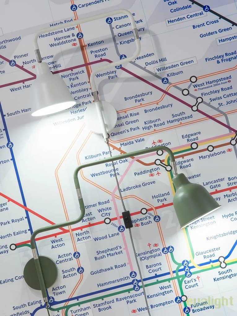 Aplica design modern cu brat articulat London verde LONDON/W/OG