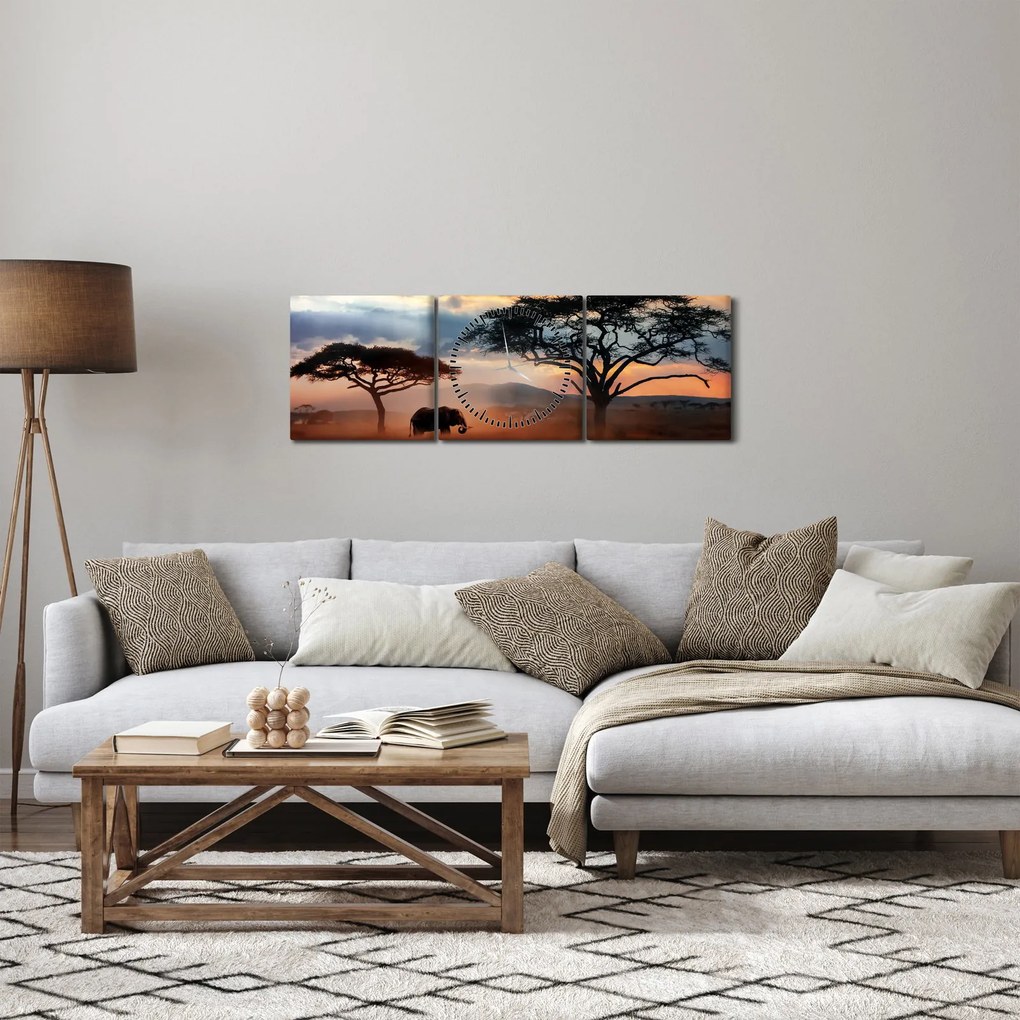Tablou - Parcul Național Serengeti, Tanzania, Africa (cu ceas) (90x30 cm)
