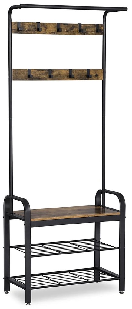 Panou de perete pentru hol TAYLOR cu dulap pentru incaltaminte 183x72 cm, rustic maro