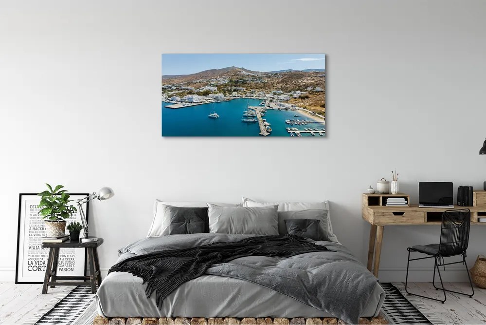 Tablouri canvas Grecia Coasta de oraș de munte