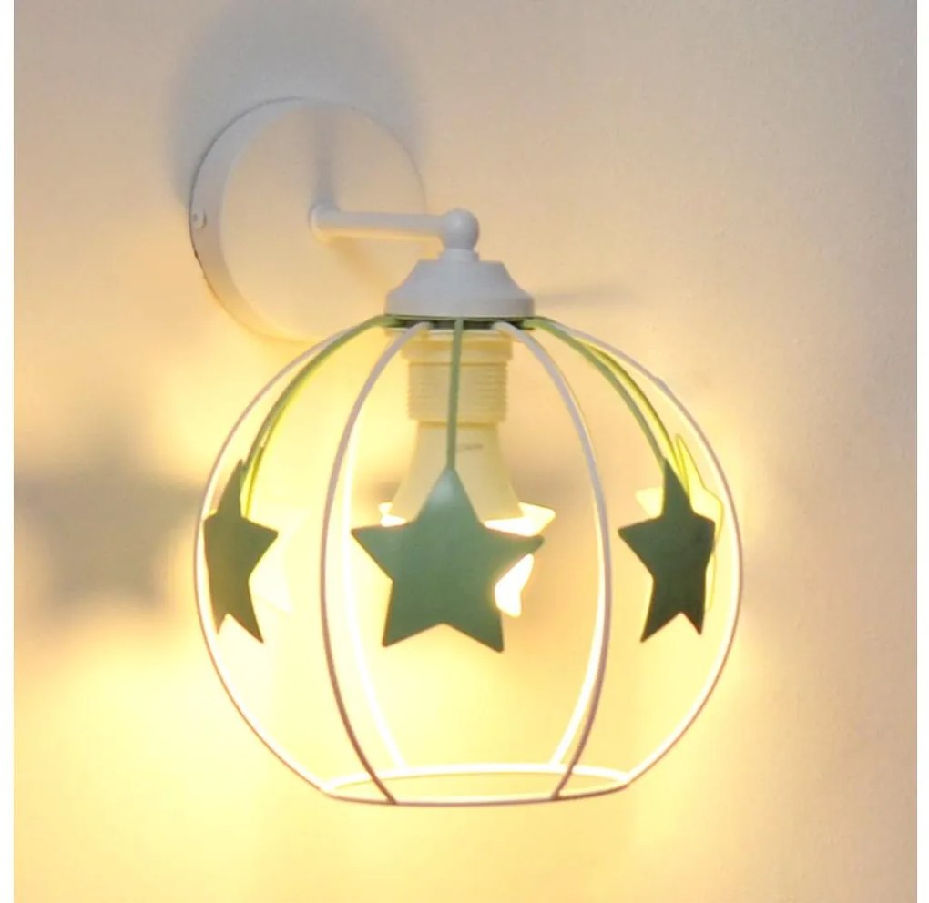 Lampă de perete pentru copii STARS 1xE27/15W/230V verde/alb