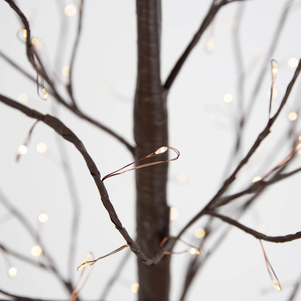 Lampă de podea de Crăciun maro în formă de copac 120 cm, cu LED și timer IP44 - Ki