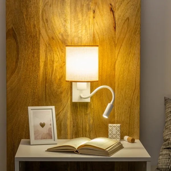 Lampă LED de perete Brilagi NUBILA 1xE27/25W/230V + LED/3W alb/maro deschis