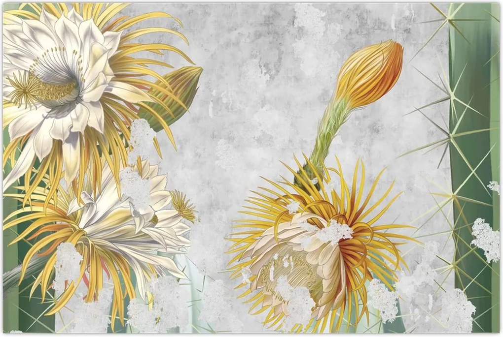Tablou - Cactuși înfloriți, vintage (90x60 cm)