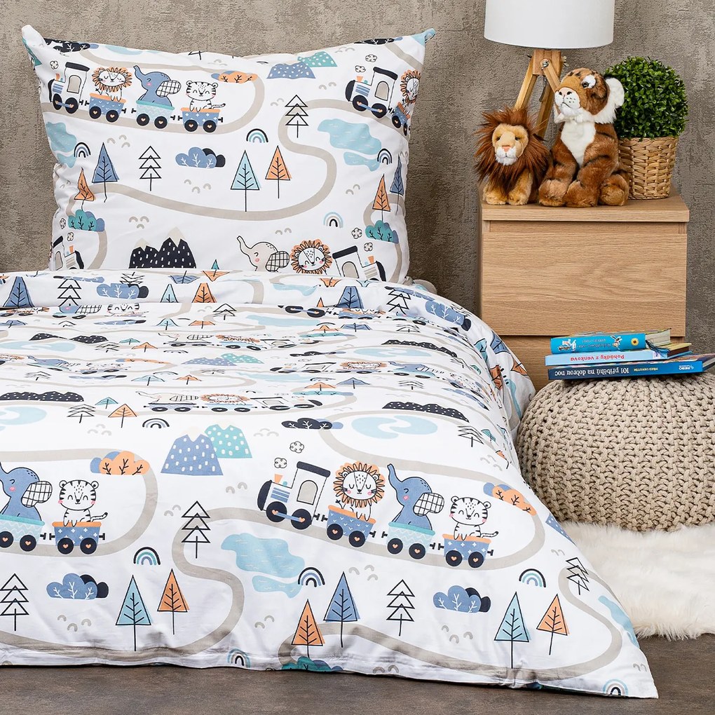 Lenjerie de pat pentru copii din bumbac 4Home Happy train, 140 x 200 cm, 70 x 90 cm, 140 x 200 cm, 70 x 90 cm