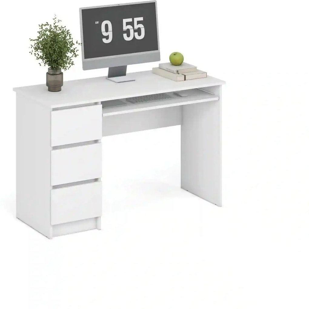 Birou CINO, alb, PAL laminat, 120x50x77 cm