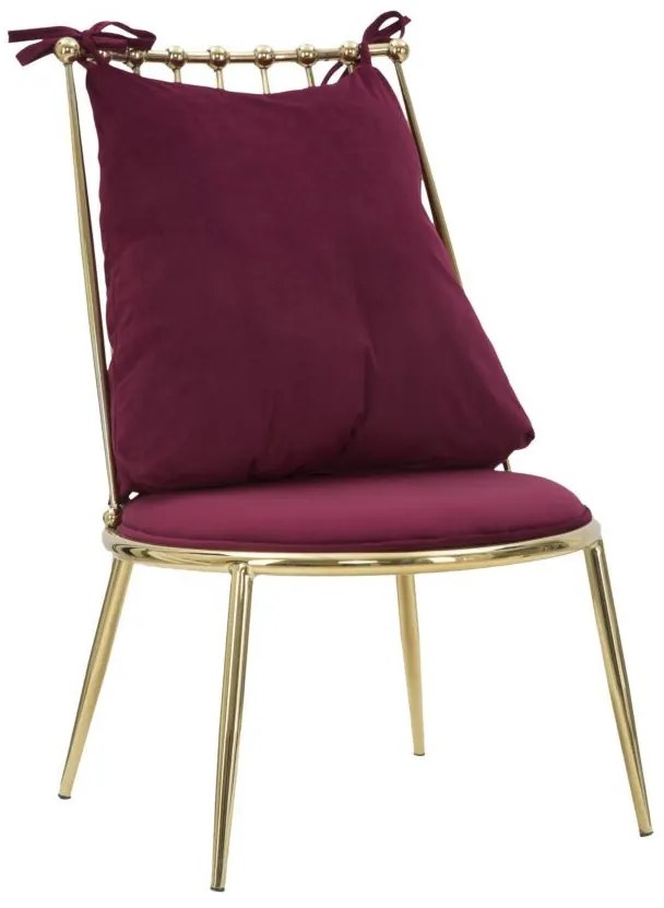 Scaun dining auriu / bordo din metal si stofa, 55 x 60 x 83 cm, Glam Backy Mauro Ferreti