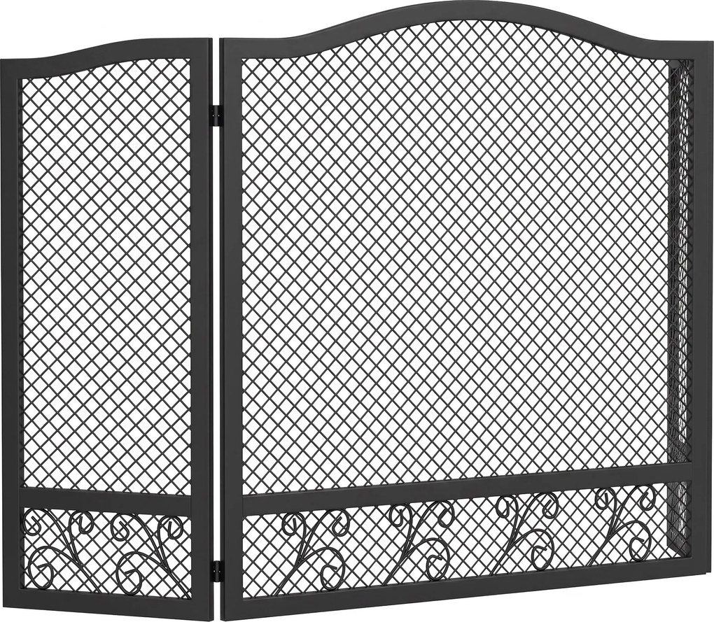 HOMCOM Parascântei pentru Șemineu, 3 Panouri, Metal Vopsit Electrostatic, Gata de Utilizare, 107 x 1 x 60 cm, Negru | Aosom Romania