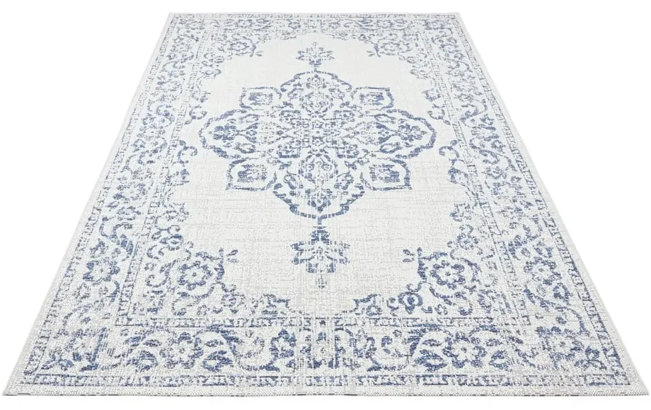 Covor de exterior NORTHRUGS Tilos, 120 x 170 cm, albastru - crem