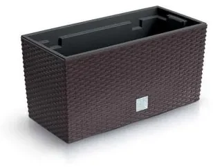 Jardiniera decorativa, imitatie ratan, maro, 39.5x18.5x19.5 cm, Rato Case