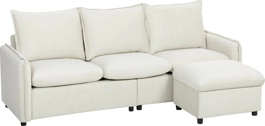 Set Canapea 3 Locuri, HOMCOM, Leathaire, 212x125x84cm, Crem | Aosom Romania