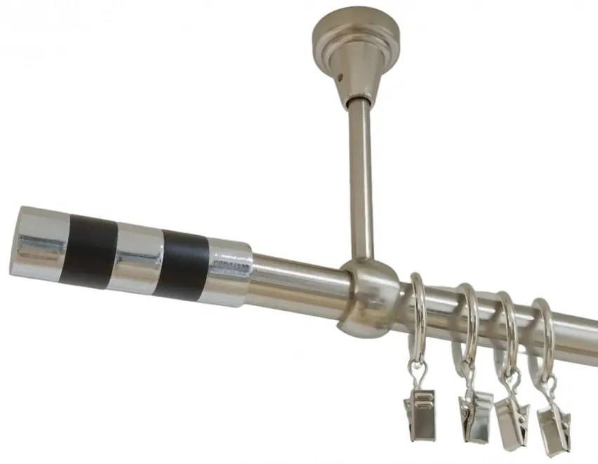Galerie simpla prindere tavan cilindru negru 19 mm inox (Alege marime: 140 cm)