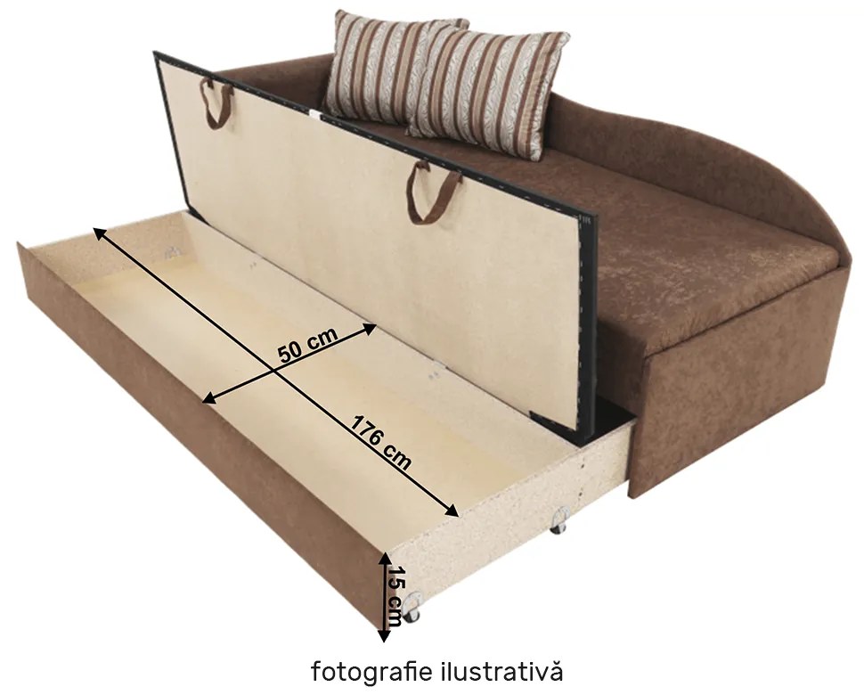 Divan extensibil, portocalie/cu model dungi, dreapta, AGA D