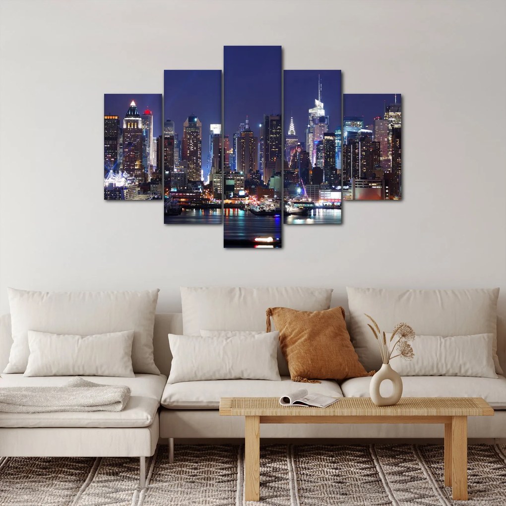 Tablou - Zgârie-nori din New York iluminate (150x105 cm)