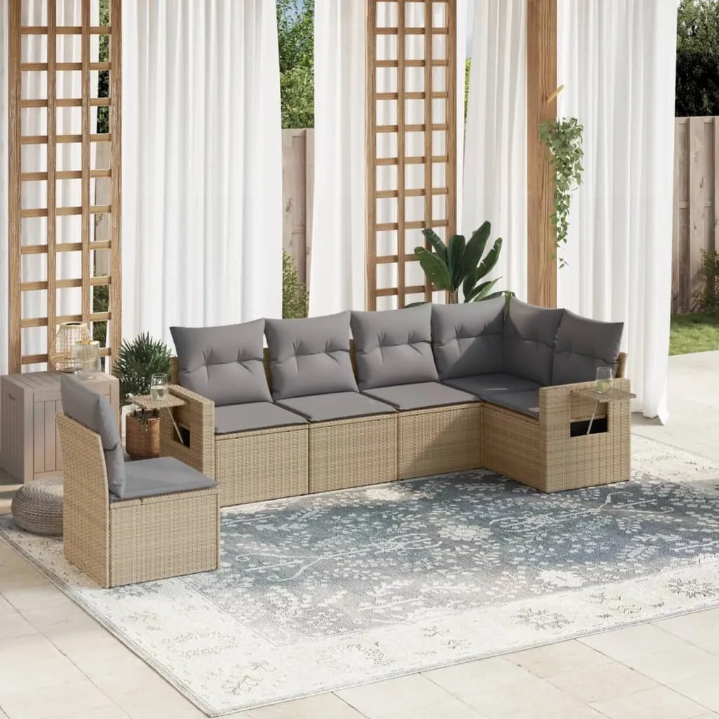 vidaXL Set canapele de grădină cu perne, 6 piese, bej, poliratan