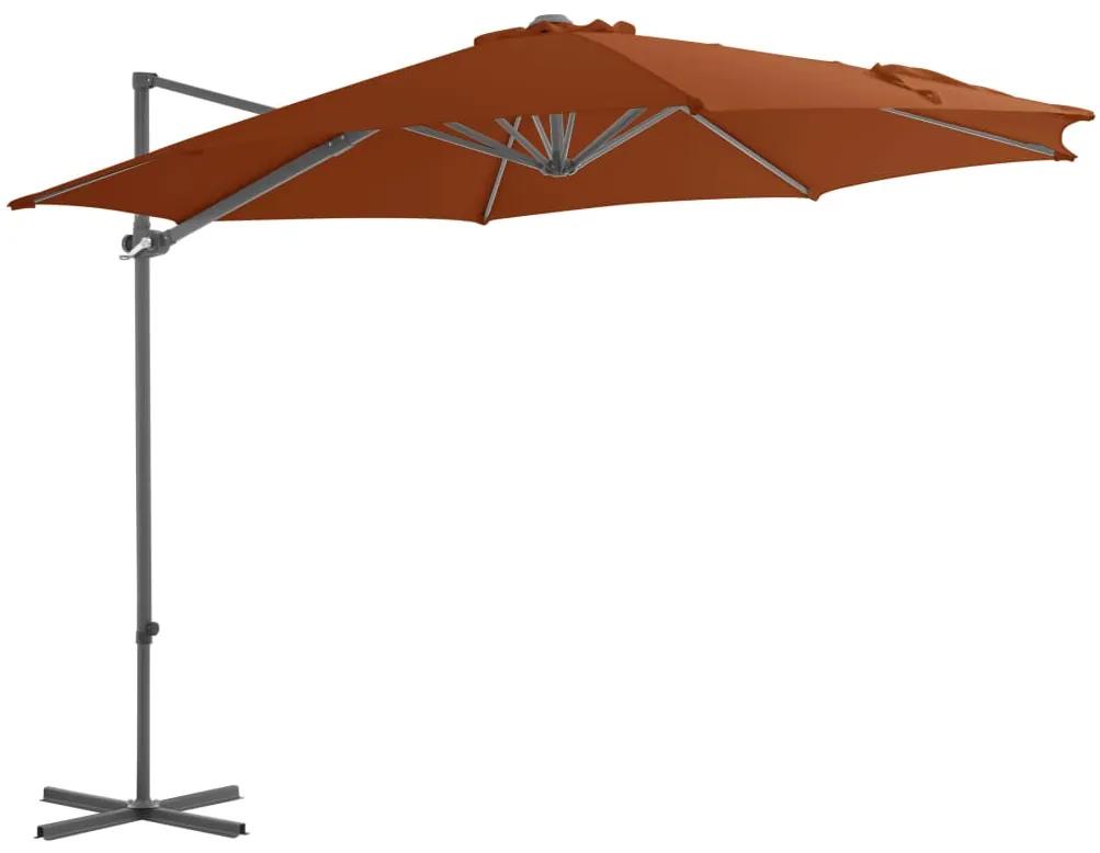 Umbrela in consola cu stalp din otel, caramiziu, 300 cm Terracota, 300 x 255 cm