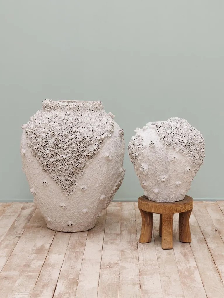 Vaza decorativa alba din ceramica D40cm Teral