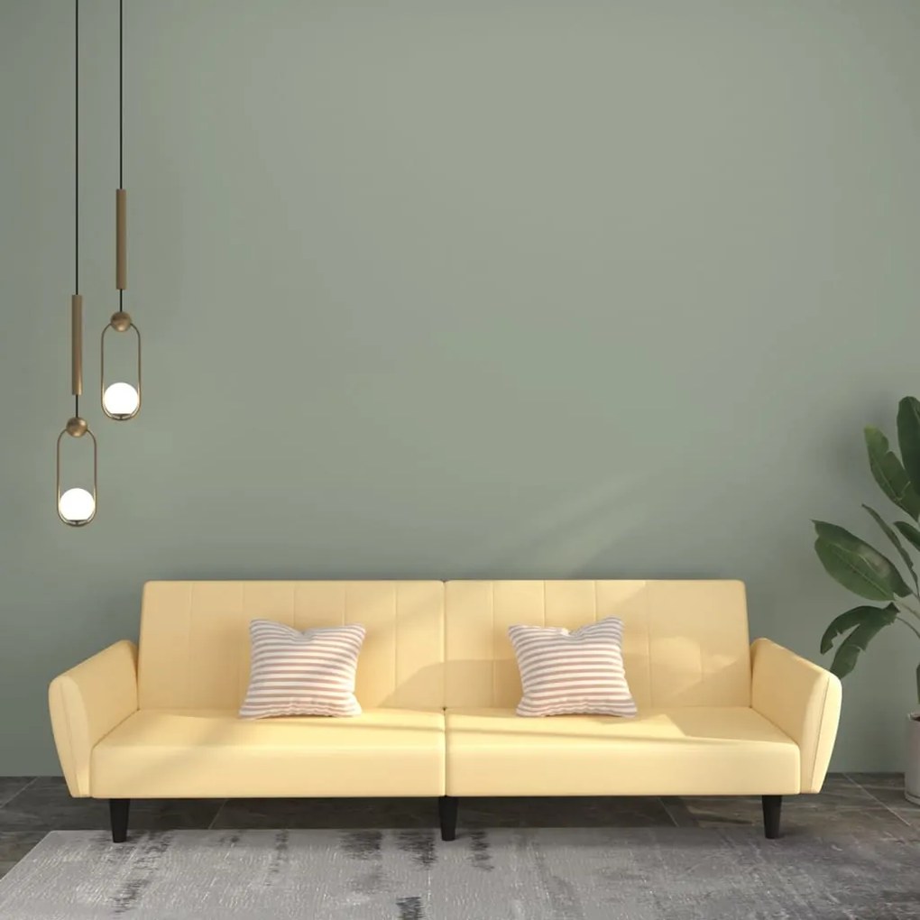 337545 vidaXL Canapea extensibilă cu 2 locuri, crem, catifea