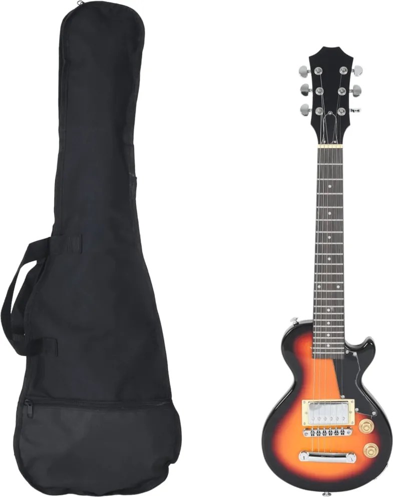 vidaXL Chitara electrică pentru copii, cu husă, maro/negru, 3/4 30"