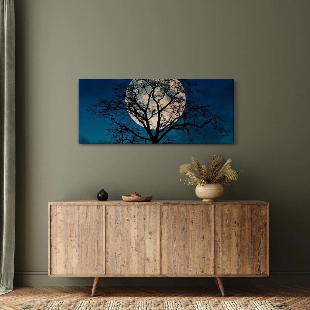 Tablou copacului cu lună plină (120x50 cm)