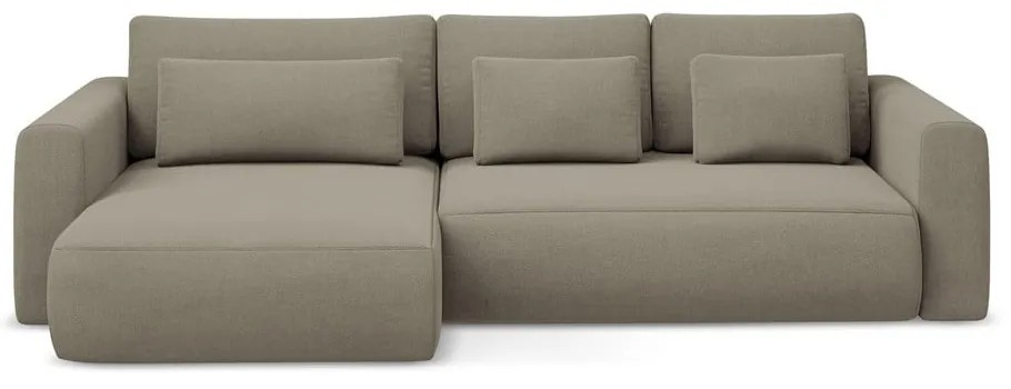 Colțar maro deschis extensibil/cu spațiu de depozitare (cu colț pe partea stângă/cu șezlong) Kapua – Makamii