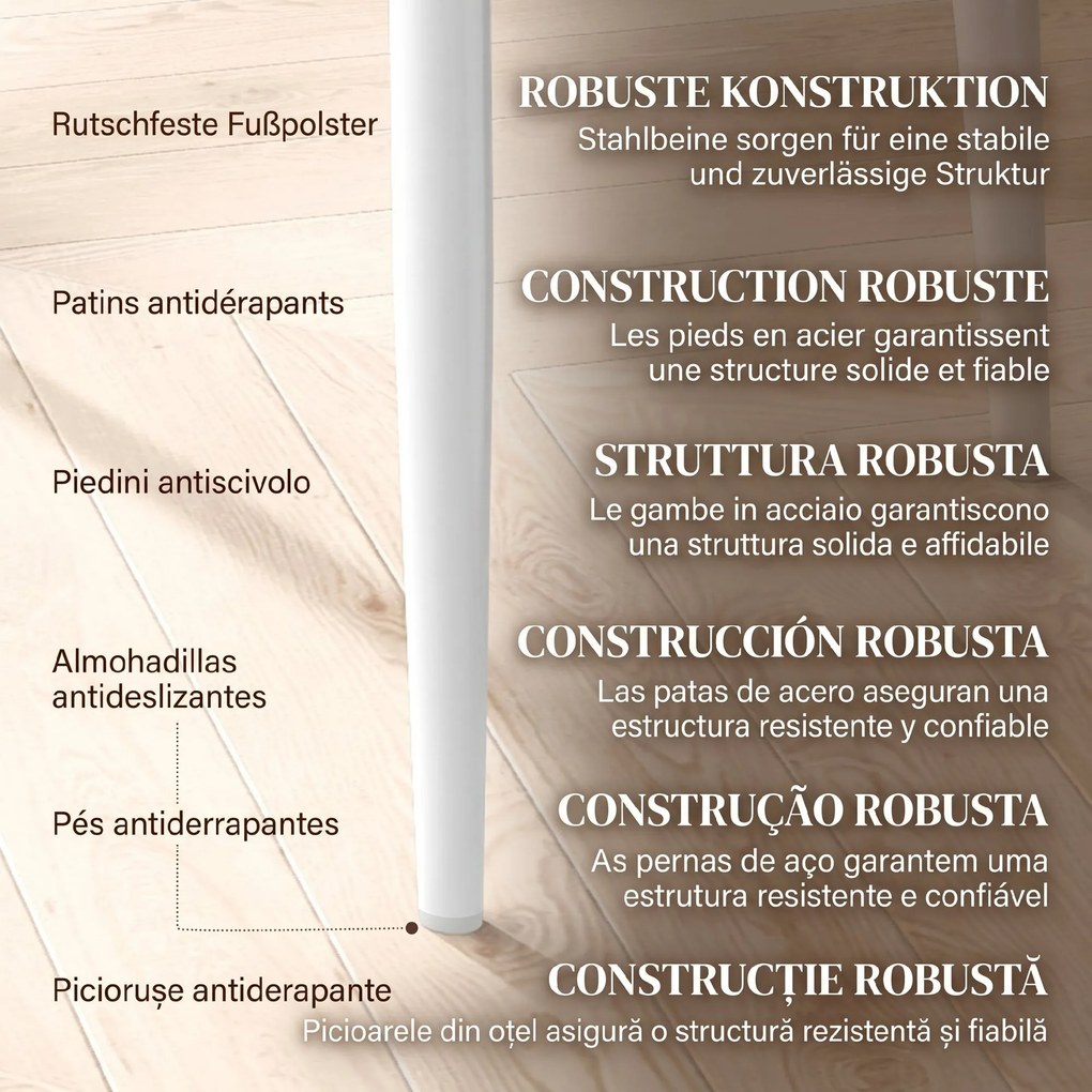 HOMCOM Set 2 Scaune de Sufragerie Tapițate cu Spătar Înalt, Picioare Antiderapante și Picioare din Oțel, 41x50x97 cm, Alb | Aosom Romania