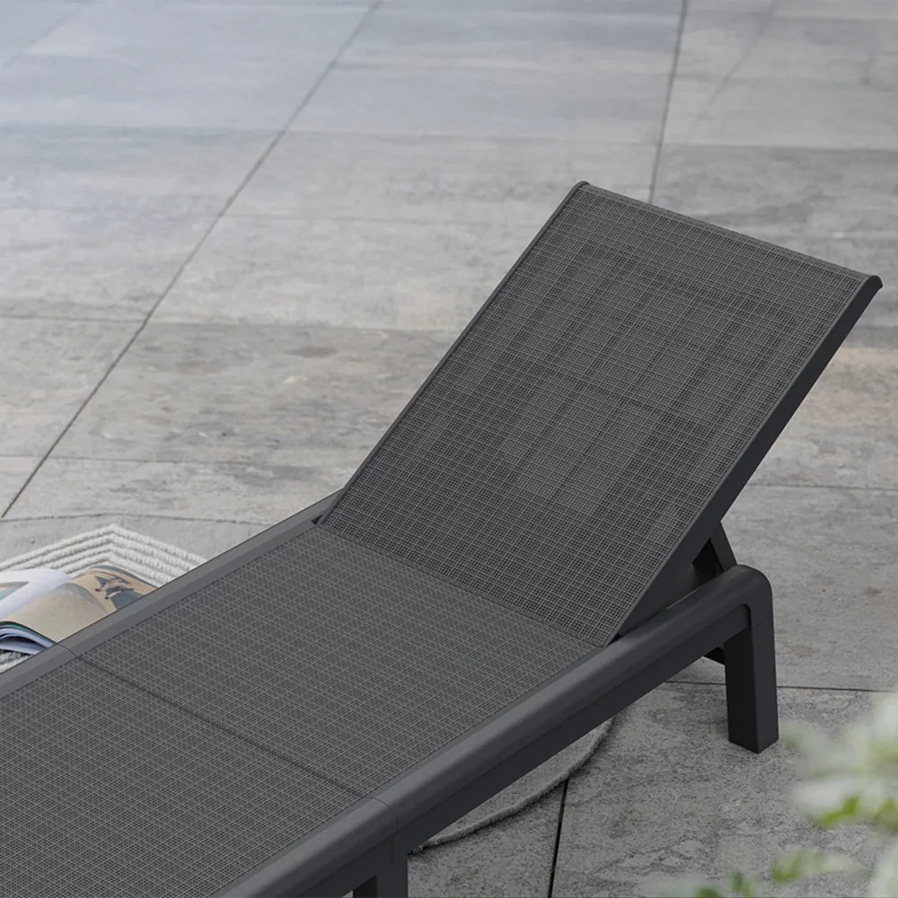 Șezlong Mallorca din plastic, grafit