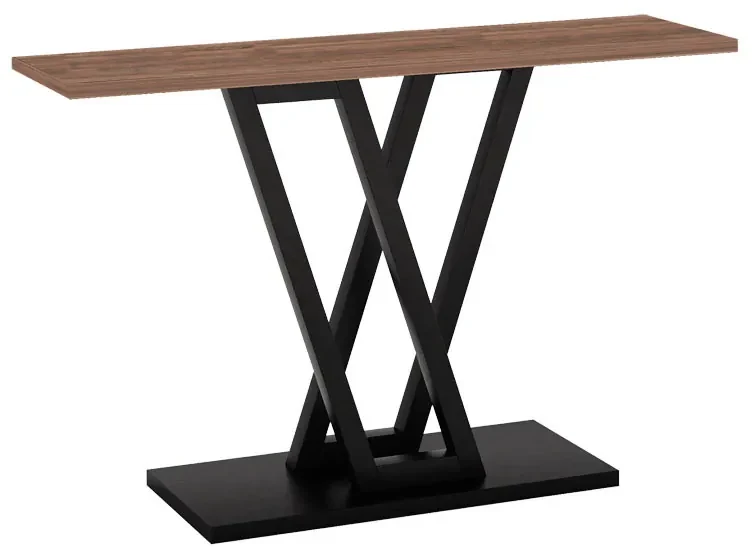 Consola Wirmo, culoarea nuc meamine - picior metalic negru