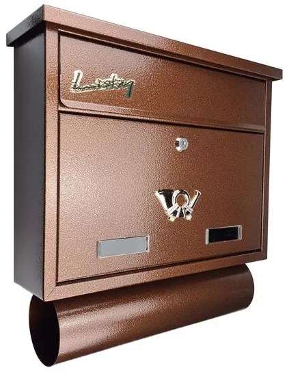 Cutie postala, Damech, cu loc pentru ziar, maro, format C4, 39x12x41 cm