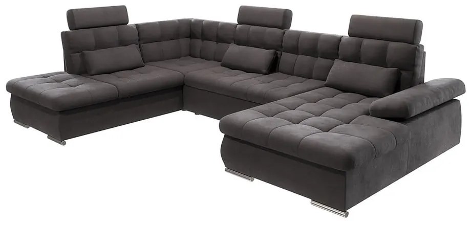 Colțar gri antracit extensibil, cu spațiu de depozitare (cu colț pe partea stângă, în formă de "U") Merkur – Ropez