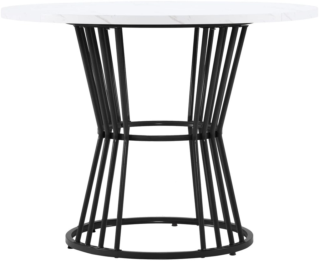 Masă rotundă modernă pentru dining, Alb+Negru | Aosom Romania