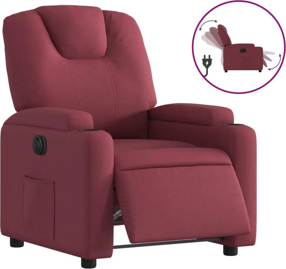 vidaXL Fotoliu rabatabil electric, roșu vin, material textil