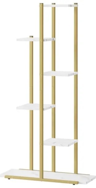 Suport pentru flori cu 6 rafturi - Efect Marmura / Auriu