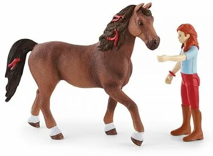 Schleich 42539 Roșcata Hannah cu articulațiimobile, pe cal, 15 cm