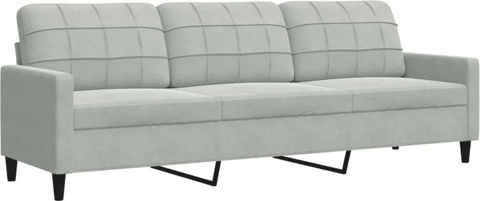vidaXL Canapea cu 3 locuri, gri deschis, 210 cm, material catifea