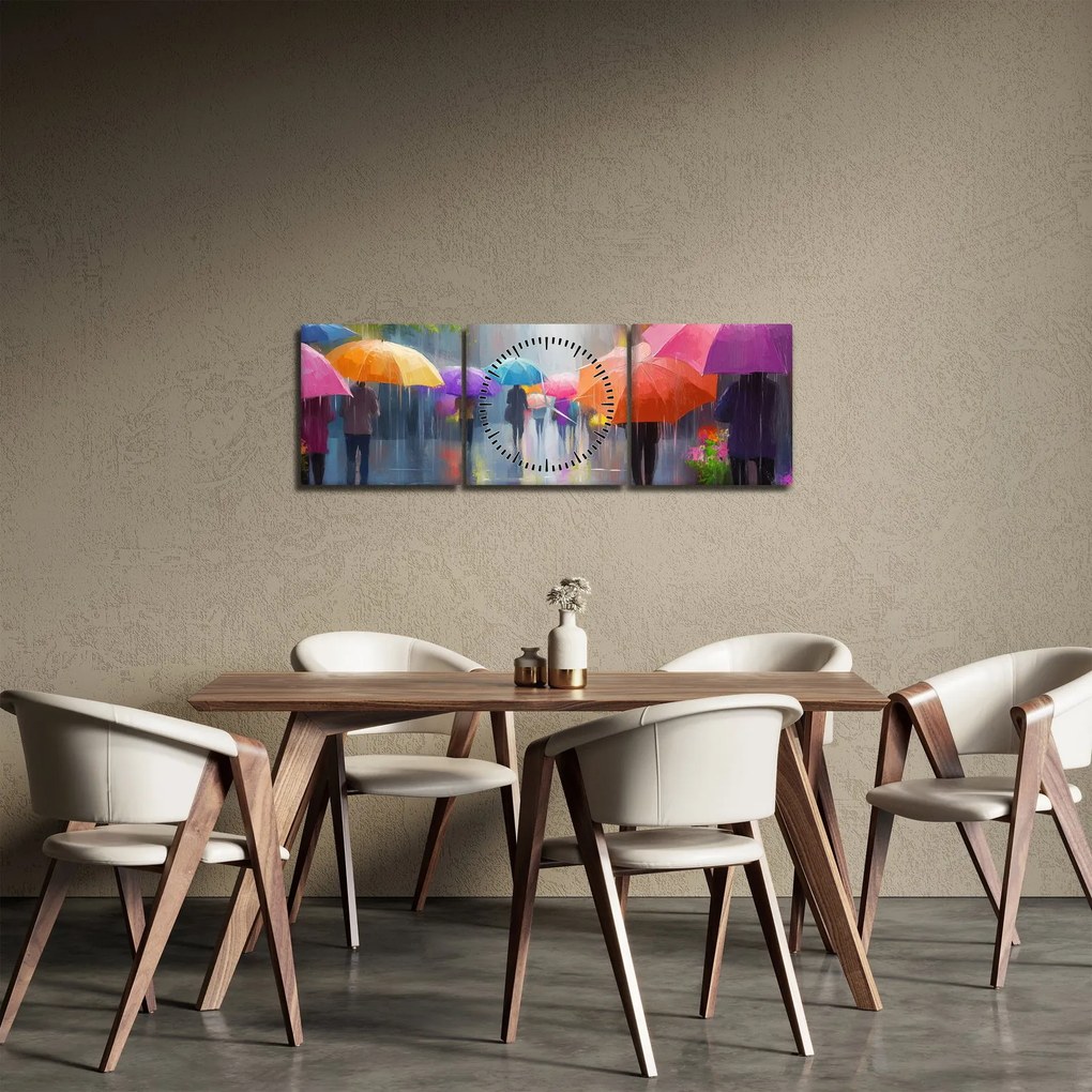 Tablou - Zi ploioasă (cu ceas) (90x30 cm)
