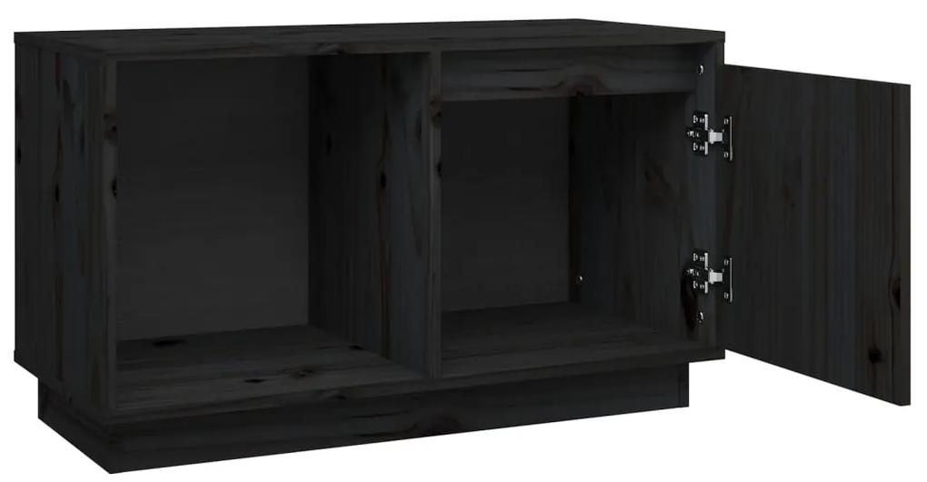 Comoda TV, negru, 74x35x44 cm, lemn masiv de pin 1, Negru