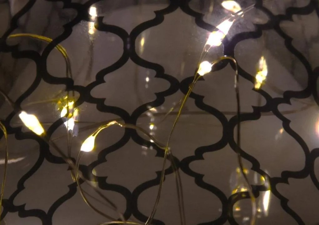 Set de felinare decorative, sticlă albă, microLED, fără flac