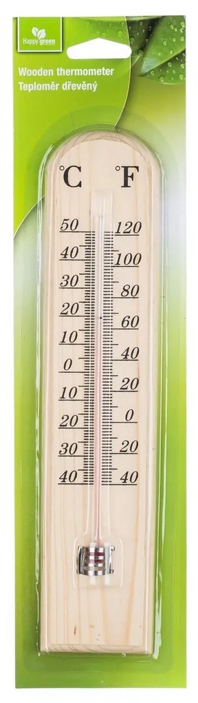 Termometru din lemn Happy Green, 25,5 cm