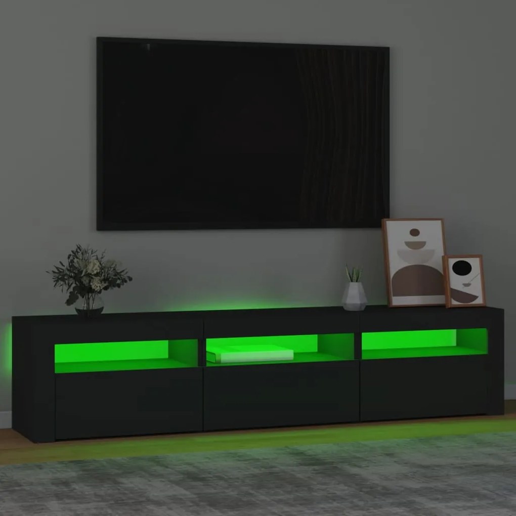 Comoda TV cu lumini LED, negru, 180x35x40 cm 1, Negru, 180 x 35 x 40 cm