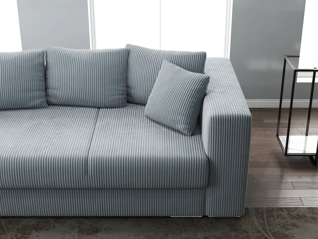 Canapea extensibilă dumonde cu ladă de depozitare si sezut confortabil din spuma high-density, Gloria Zoom Grey 240x100 cm