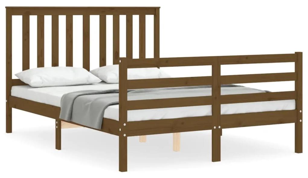 3194249 vidaXL Cadru de pat cu tăblie, maro miere, 140x200 cm, lemn masiv