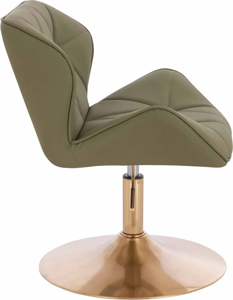 HR111N Scaun Khaki Piele Ecologica Premium Soft cu Bază Aurie