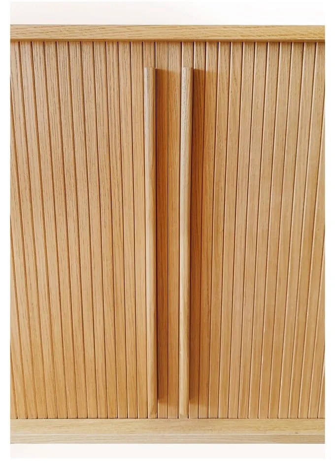 Comodă în culoare naturală înaltă cu aspect de lemn de stejar cu ușă glisantă 83x95 cm Rove – Woodman