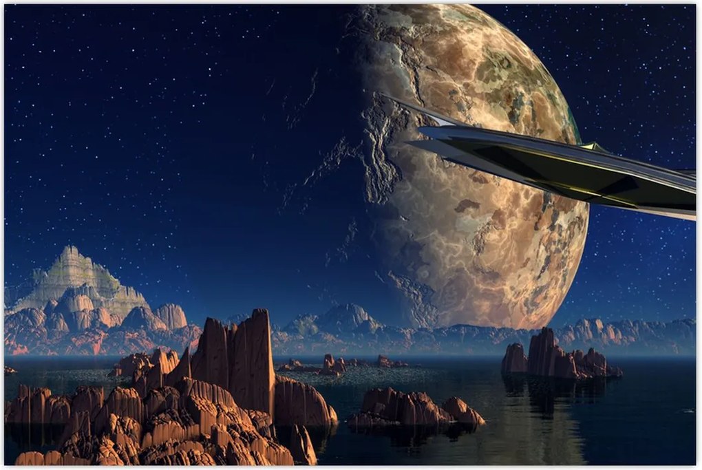 Tablou - Vizita extraterestrului (90x60 cm)