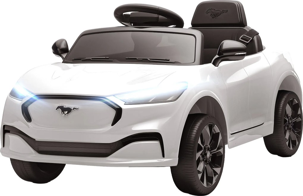 AIYAPLAY Mașină electrică pentru copii Ford Mustang Mach-E sub licență oficială 12 V telecomandă 2,4 G 2 motoare 92x55x44cm alb | Aosom Romania