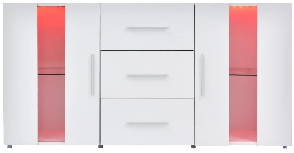 Comodă modernă cu lumini LED multicolore, Alb | Aosom Romania