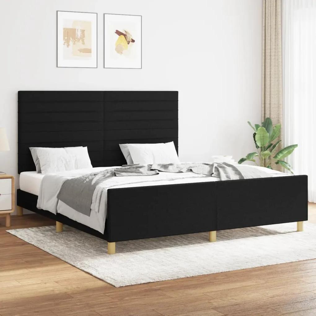 3125148 vidaXL Cadru de pat cu tăblie, negru, 160x200 cm, textil